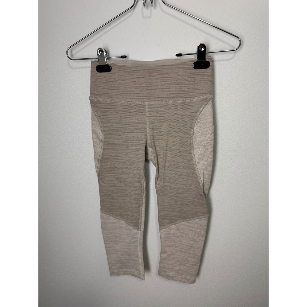 Outdoor Voices TechSweat 3/4 Crop Leggings Tan Beige Colorblock High Rise XS